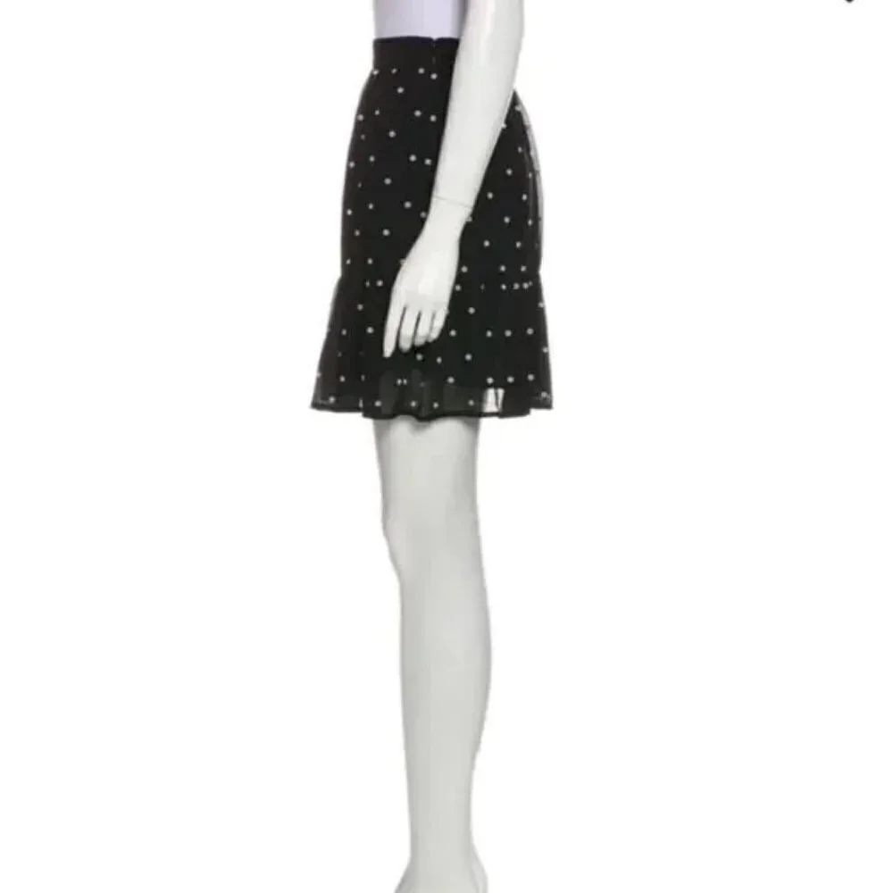 Michael kors Polka Dot Print Skirt- Silver Snap Embellishments-Large-Black-NWT - Picture 2 of 13